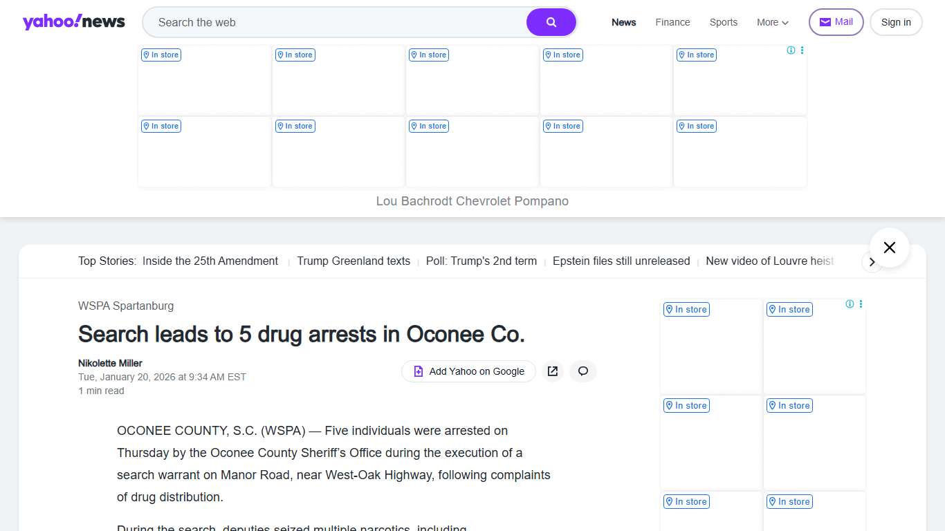 Search leads to 5 drug arrests in Oconee Co.