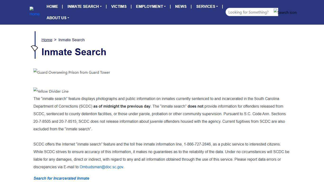Inmate Search | South Carolina Department of Corrections