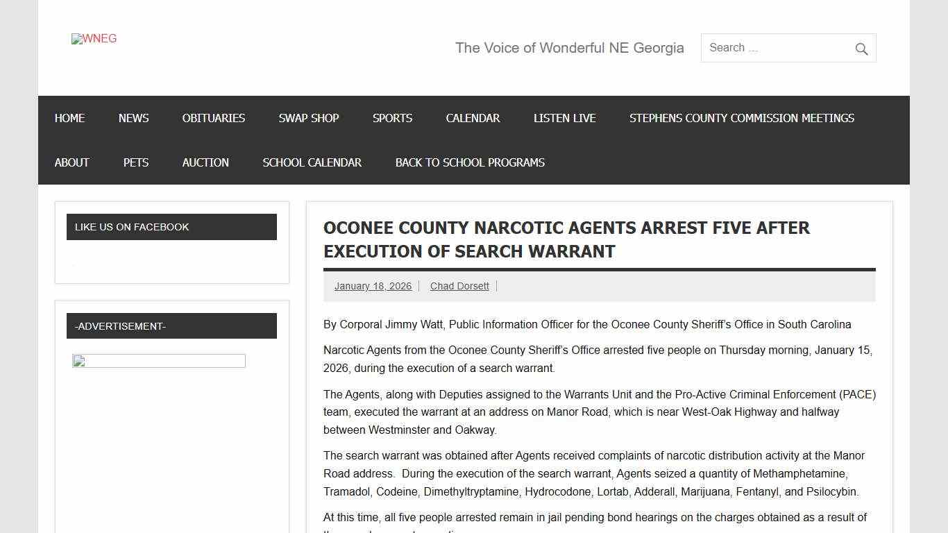 Oconee County Narcotic Agents arrest Five after execution of Search Warrant  - WNEG